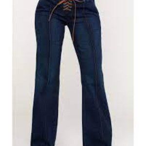 Idyllwind Cinched Waist Dark Wash Trouser Jeans Size 2/32